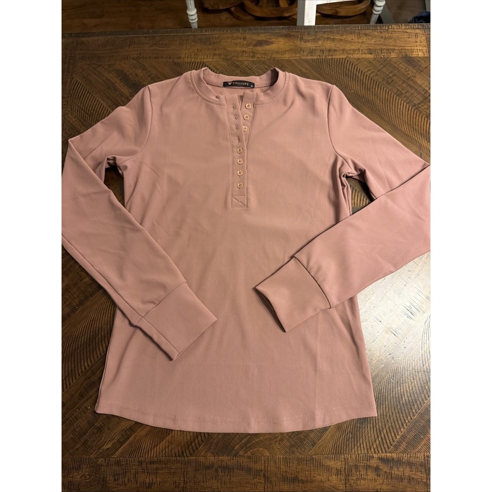 Calliope Women's Mauve Long Sleeve Henley Shirt Stretchy Soft Size XL